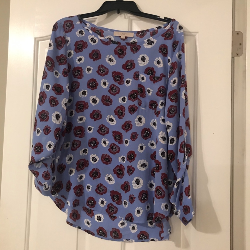 LOFT long sleeve floral blouse